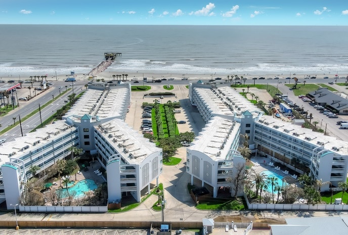 Casa Del Mar Condominiums aerial beach view