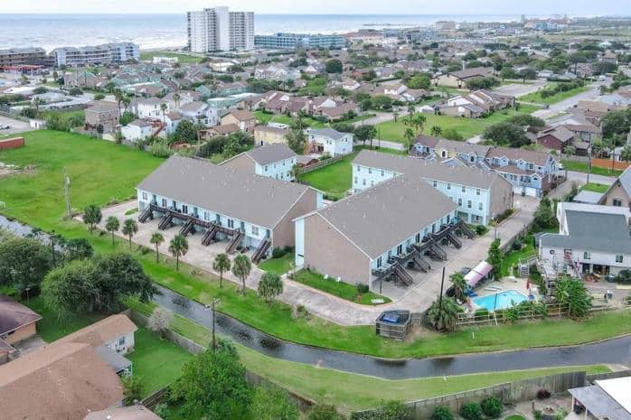 Havre Lafitte Townhomes aerial view with beachfront