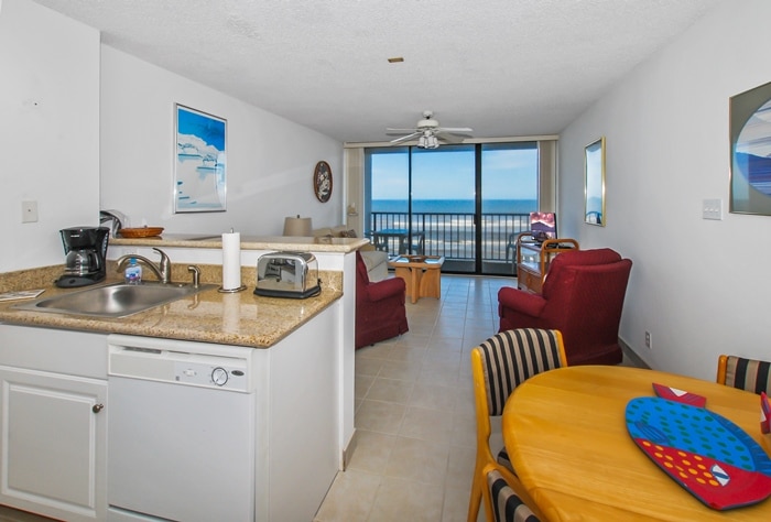 Photo of living room with view of Gulf at Riviera II Condominiums