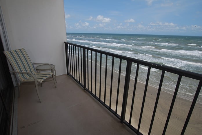 Photo of balcony and 5th floor views of Gulf of Mexico from Riviera II Condominiums