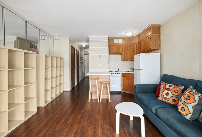 Photo of living room and kitchen at Casa Del Mar Condominiums