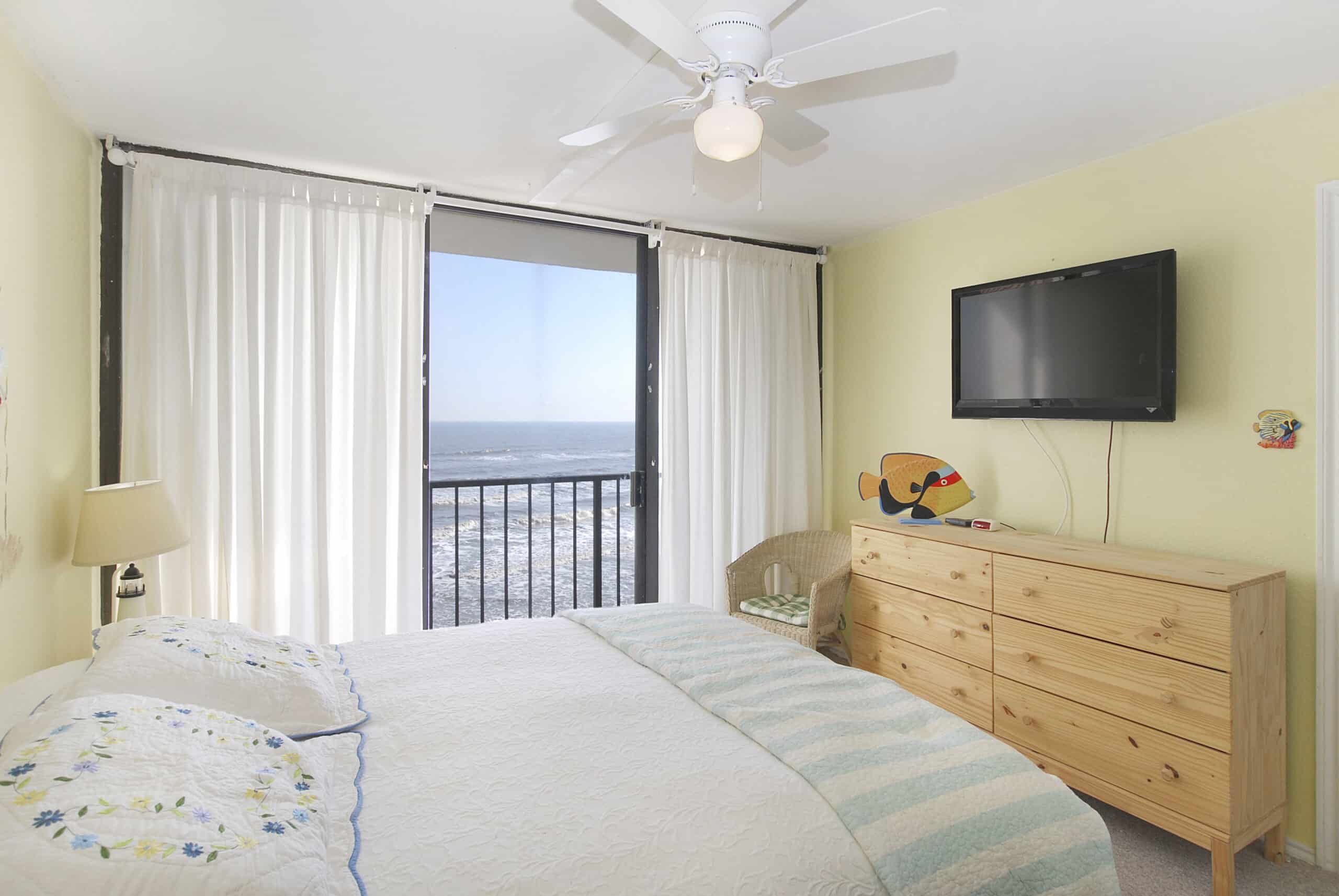 Photo of bedroom with view of Gulf at Riviera I Condominiums