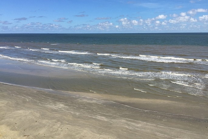 View of Gulf of Mexico from 5th floor balcony at Riviera I Condominiums