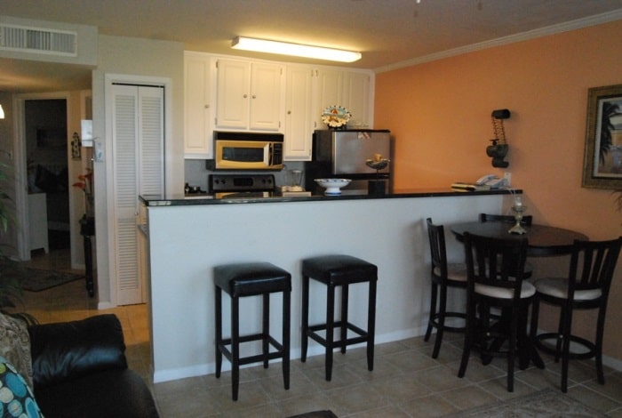 Photo of kitchen and breakfast bar at Maravilla Condominiums